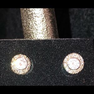 Sterling Silver Bezel & Pave Set Earrings